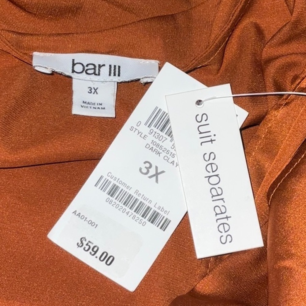Bar Ill Women’s Plus Size Sleeveless Bow-Tie Blouse 3x Dark Clay NWT - Picture 3 of 6